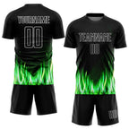 Custom Black White Flame Sublimation Soccer Uniform Jersey photo 2