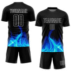 Custom Black White Flame Sublimation Soccer Uniform Jersey photo 2