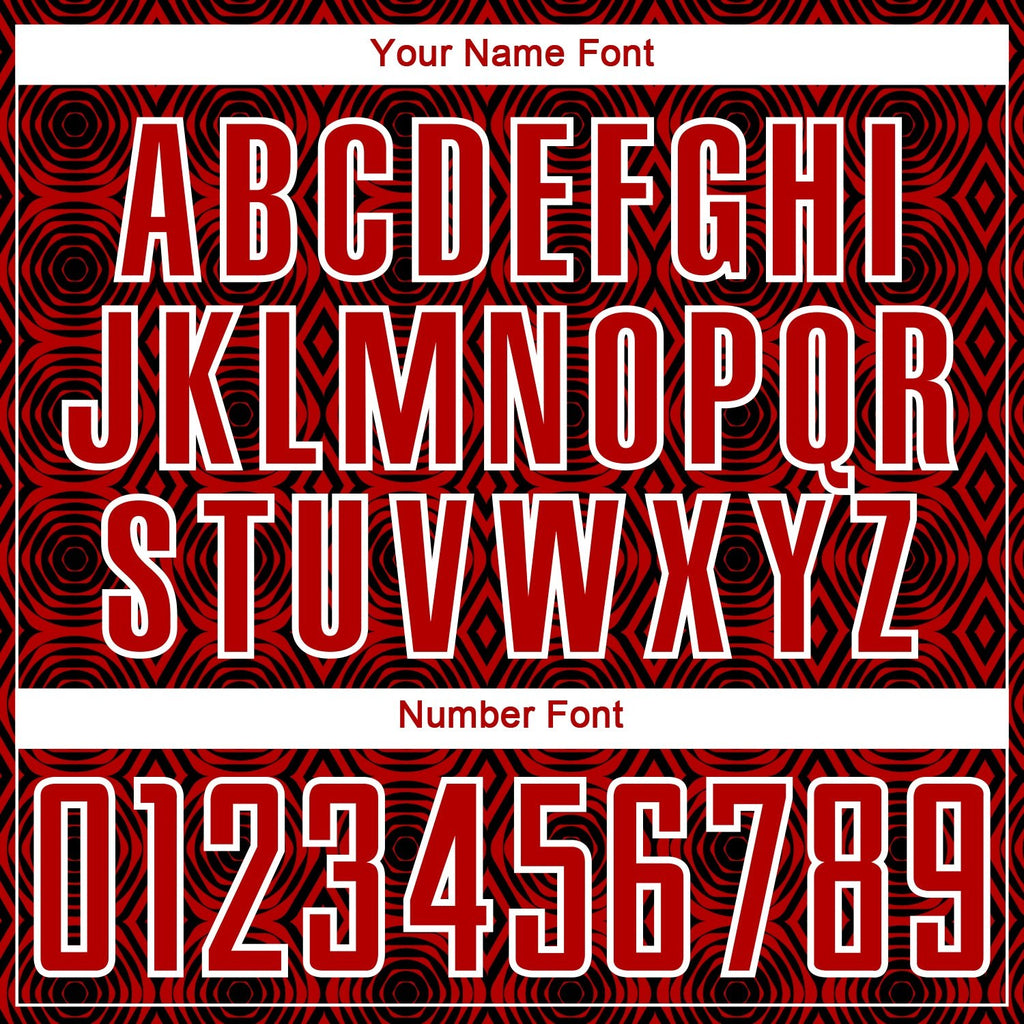 Custom Red Black-White Geometric Shapes Sublimation Soccer Uniform Jersey photo 5