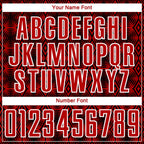 Custom Red Black-White Geometric Shapes Sublimation Soccer Uniform Jersey photo 5