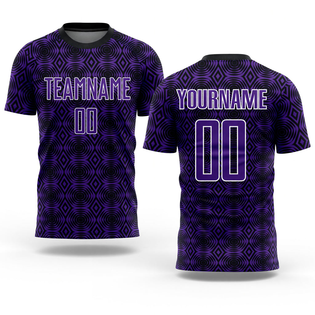 Custom Purple Black-White Geometric Shapes Sublimation Soccer Uniform Jersey