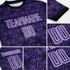 Custom Purple Black-White Geometric Shapes Sublimation Soccer Uniform Jersey detail