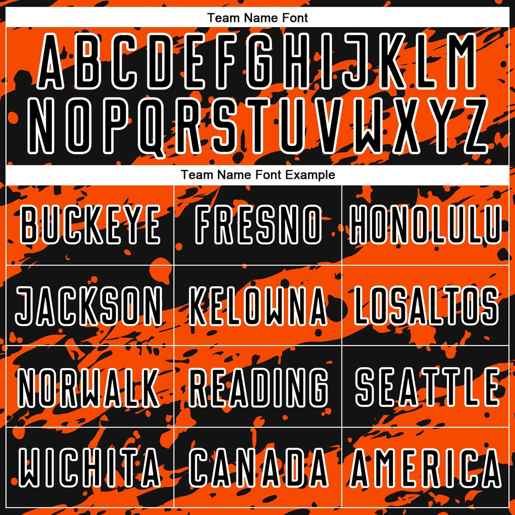 Custom Black Orange-White Splash Sublimation Soccer Uniform Jersey photo 4