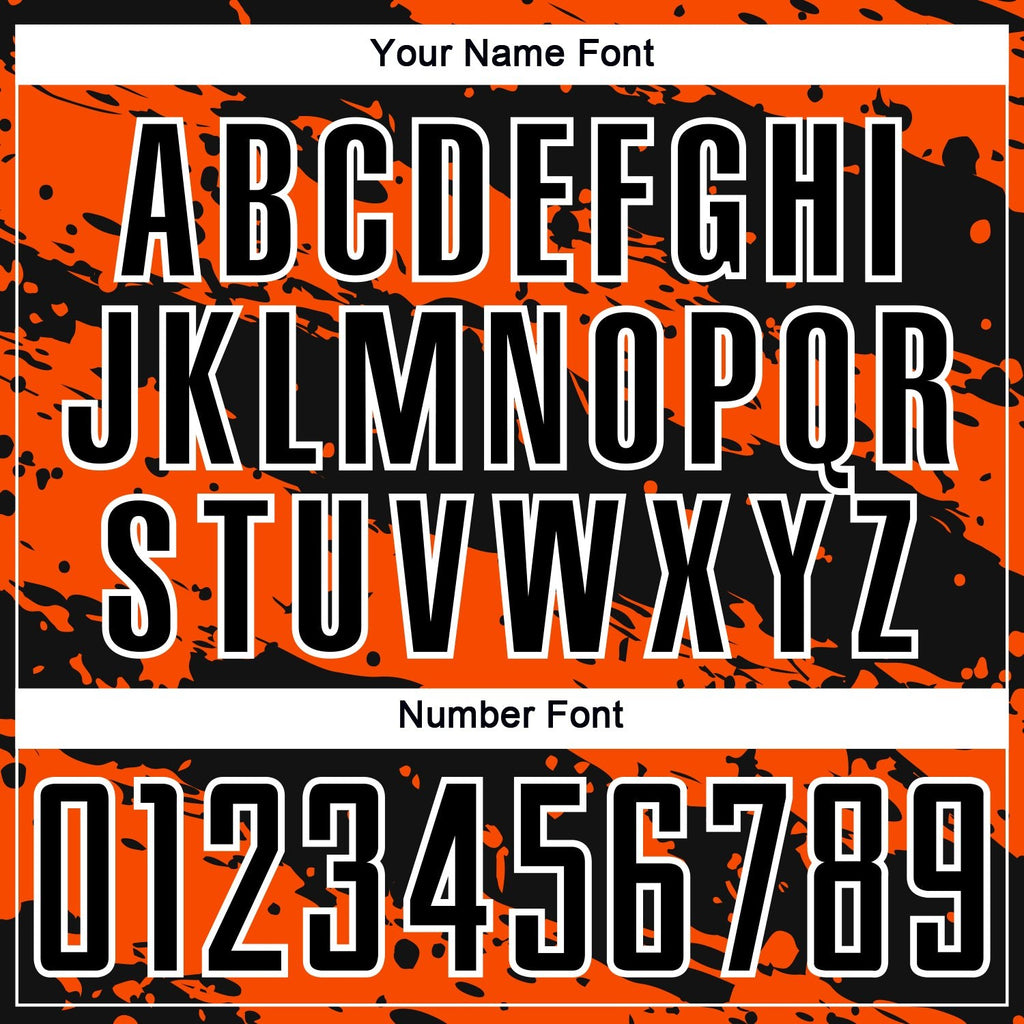 Custom Black Orange-White Splash Sublimation Soccer Uniform Jersey photo 5