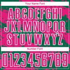 Custom Kelly Green Hot Pink-White Splash Sublimation Soccer Uniform Jersey photo 5