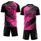 Custom Black Pink Line Sublimation Soccer Uniform Jersey photo 2