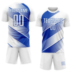 Custom White Thunder Blue Line Sublimation Soccer Uniform Jersey photo 2