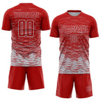 Custom Red Silver-White Line Sublimation Soccer Uniform Jersey photo 2