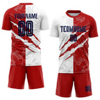 Custom Graffiti Pattern Navy-Red USA Scratch Sublimation Soccer Uniform Jersey photo 2