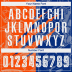 Custom Graffiti Pattern Royal-Orange Scratch Sublimation Soccer Uniform Jersey photo 5