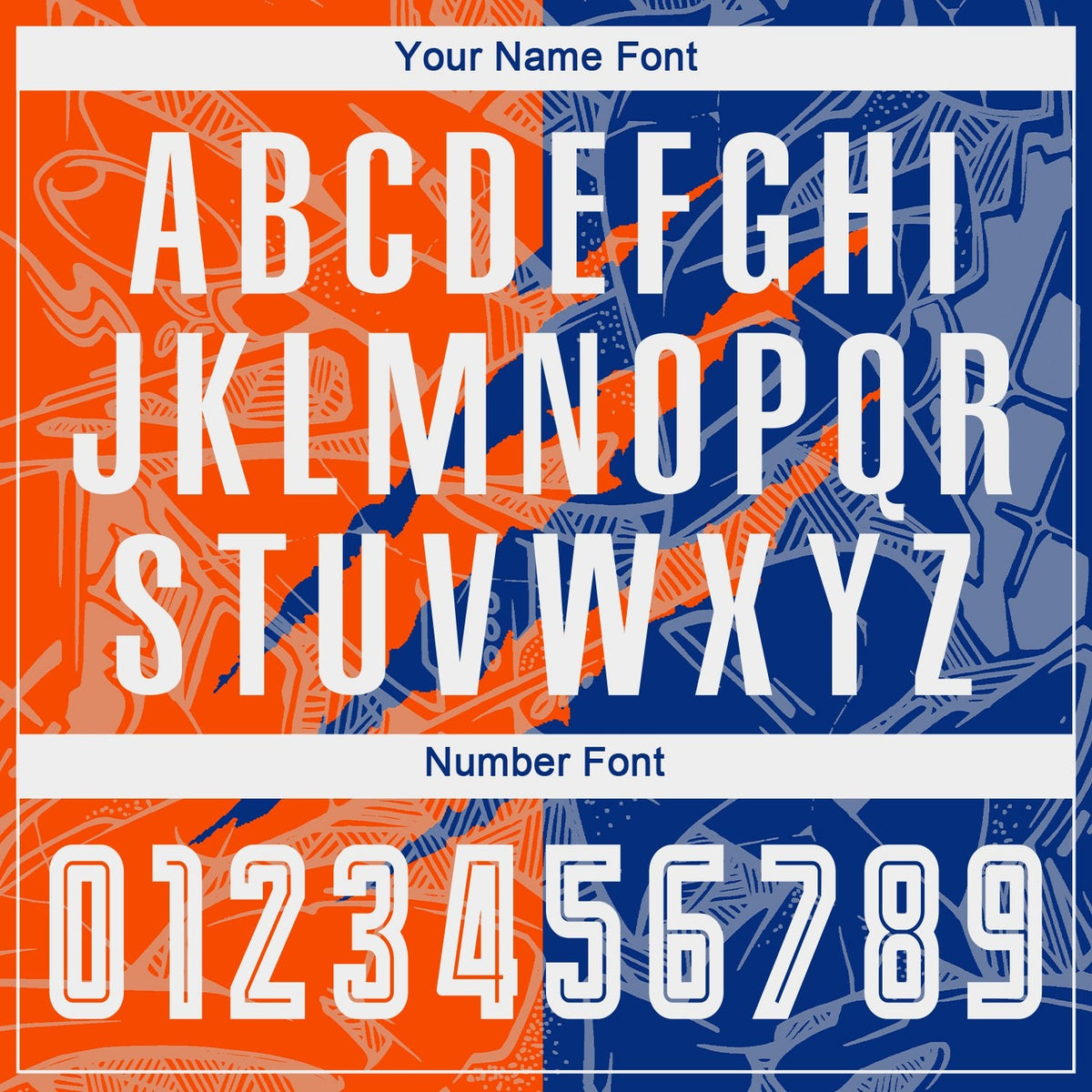 Custom Graffiti Pattern Royal-Orange Scratch Sublimation Soccer Uniform Jersey photo 5