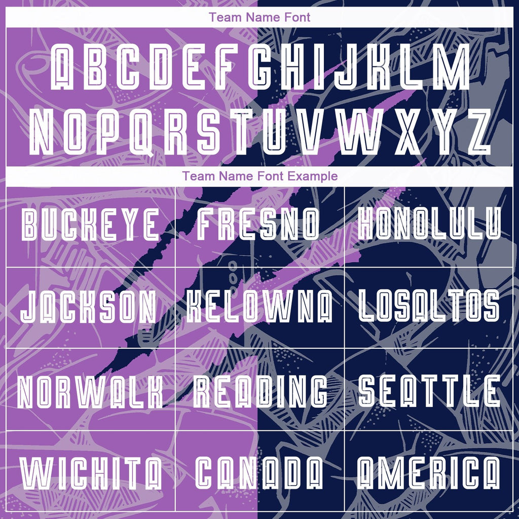 Custom Graffiti Pattern Medium Purple-Navy Scratch Sublimation Soccer Uniform Jersey photo 4