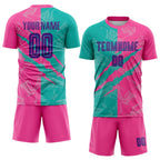Custom Graffiti Pattern Purple Teal-Pink Scratch Sublimation Soccer Uniform Jersey photo 2