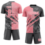 Custom Graffiti Pattern Medium Pink-Steel Gray Scratch Sublimation Soccer Uniform Jersey photo 2