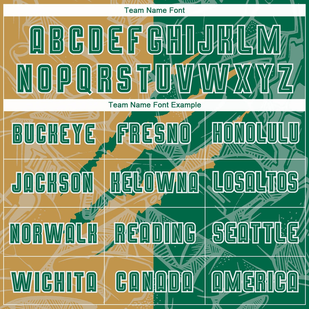 Custom Graffiti Pattern Kelly Green-Old Gold Scratch Sublimation Soccer Uniform Jersey photo 4