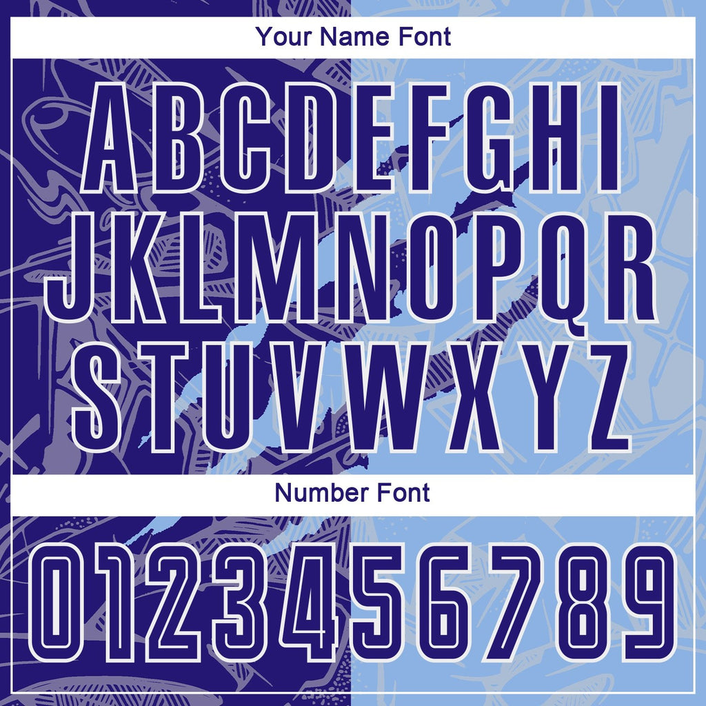 Custom Graffiti Pattern Dark Purple-Light Blue Scratch Sublimation Soccer Uniform Jersey photo 5