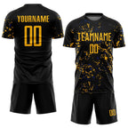 Custom Black Gold-Royal Abstract Fragment Art Sublimation Soccer Uniform Jersey photo 2