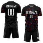 Custom Black Red-Royal Abstract Fragment Art Sublimation Soccer Uniform Jersey photo 2