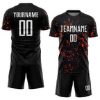 Custom Black Orange-Royal Abstract Fragment Art Sublimation Soccer Uniform Jersey photo 2