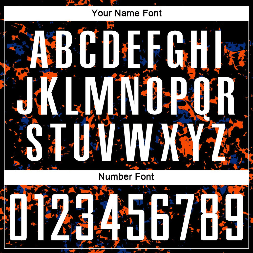 Custom Black Orange-Royal Abstract Fragment Art Sublimation Soccer Uniform Jersey photo 5