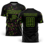 Custom Black Neon Green-Pink Abstract Fragment Art Sublimation Soccer Uniform Jersey