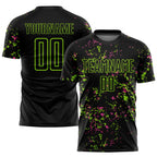 Custom Black Neon Green-Pink Abstract Fragment Art Sublimation Soccer Uniform Jersey photo 1