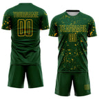 Custom Green Gold-Kelly Green Abstract Fragment Art Sublimation Soccer Uniform Jersey photo 2