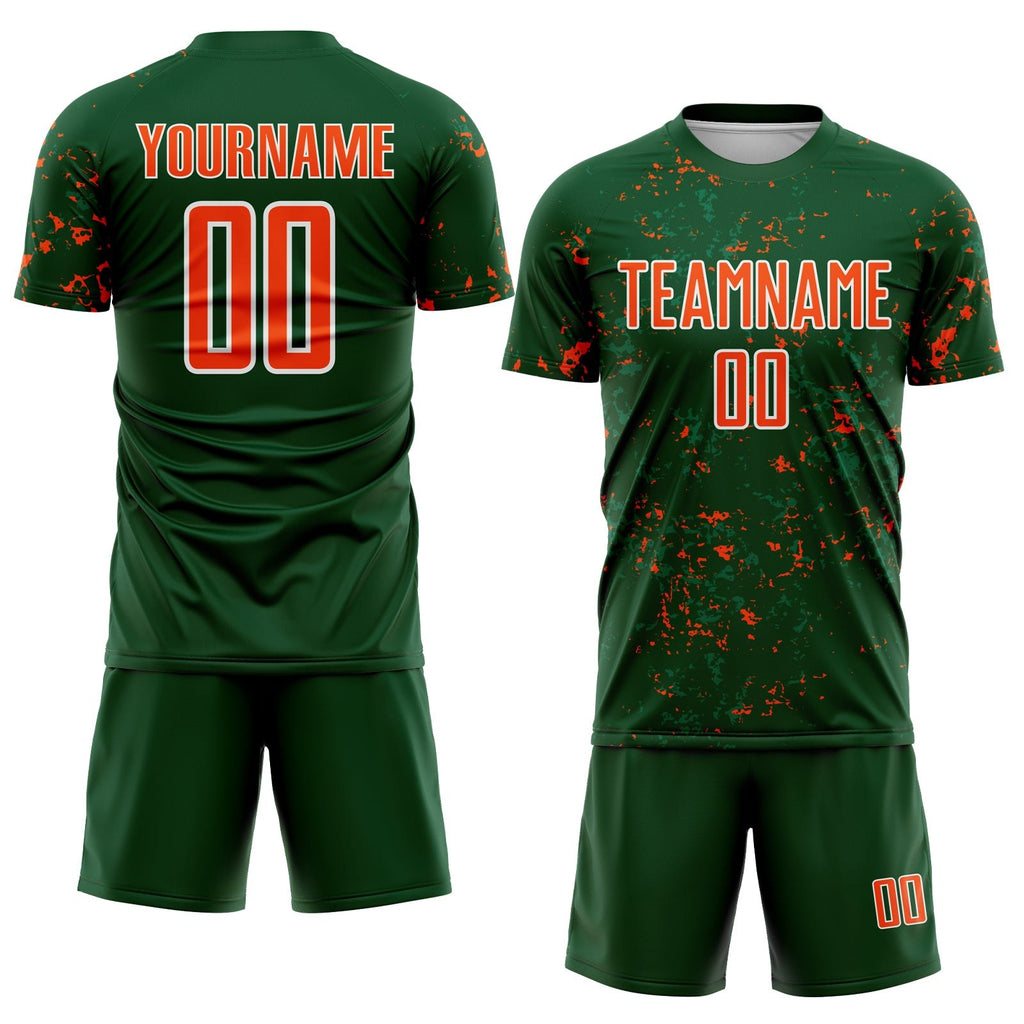 Custom Green Orange-Kelly Green Abstract Fragment Art Sublimation Soccer Uniform Jersey photo 2