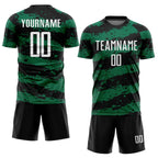 Custom Black White-Kelly Green Splash Sublimation Soccer Uniform Jersey photo 2