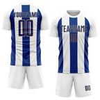 Custom White Royal-Old Gold Line Sublimation Soccer Uniform Jersey photo 2