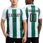 Custom White Black-Kelly Green Line Sublimation Soccer Uniform Jersey worn front and back