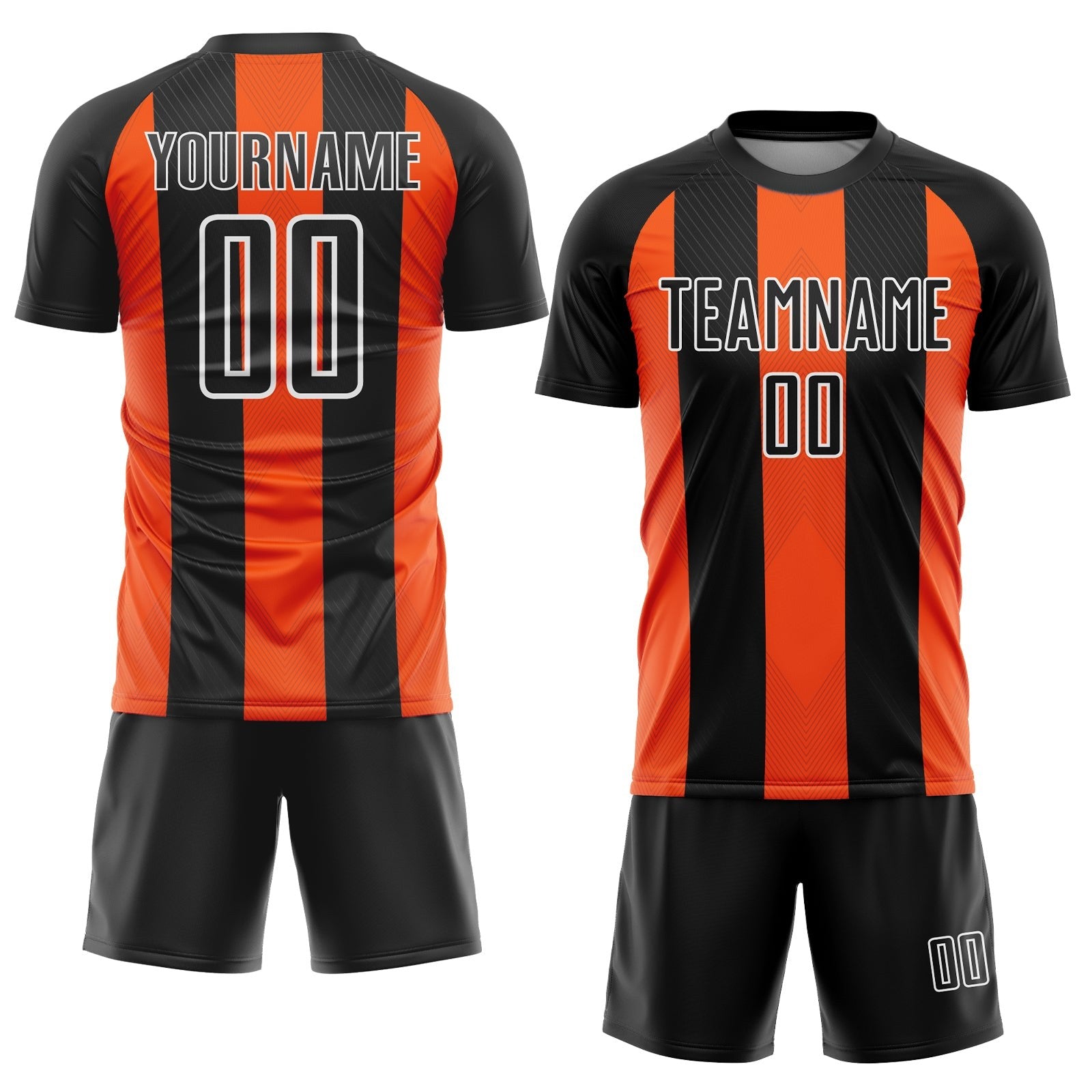 Custom Black Orange-White Line Sublimation Soccer Uniform Jersey photo 2