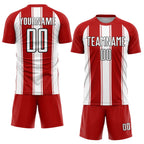 Custom Red White-Black Line Sublimation Soccer Uniform Jersey photo 2