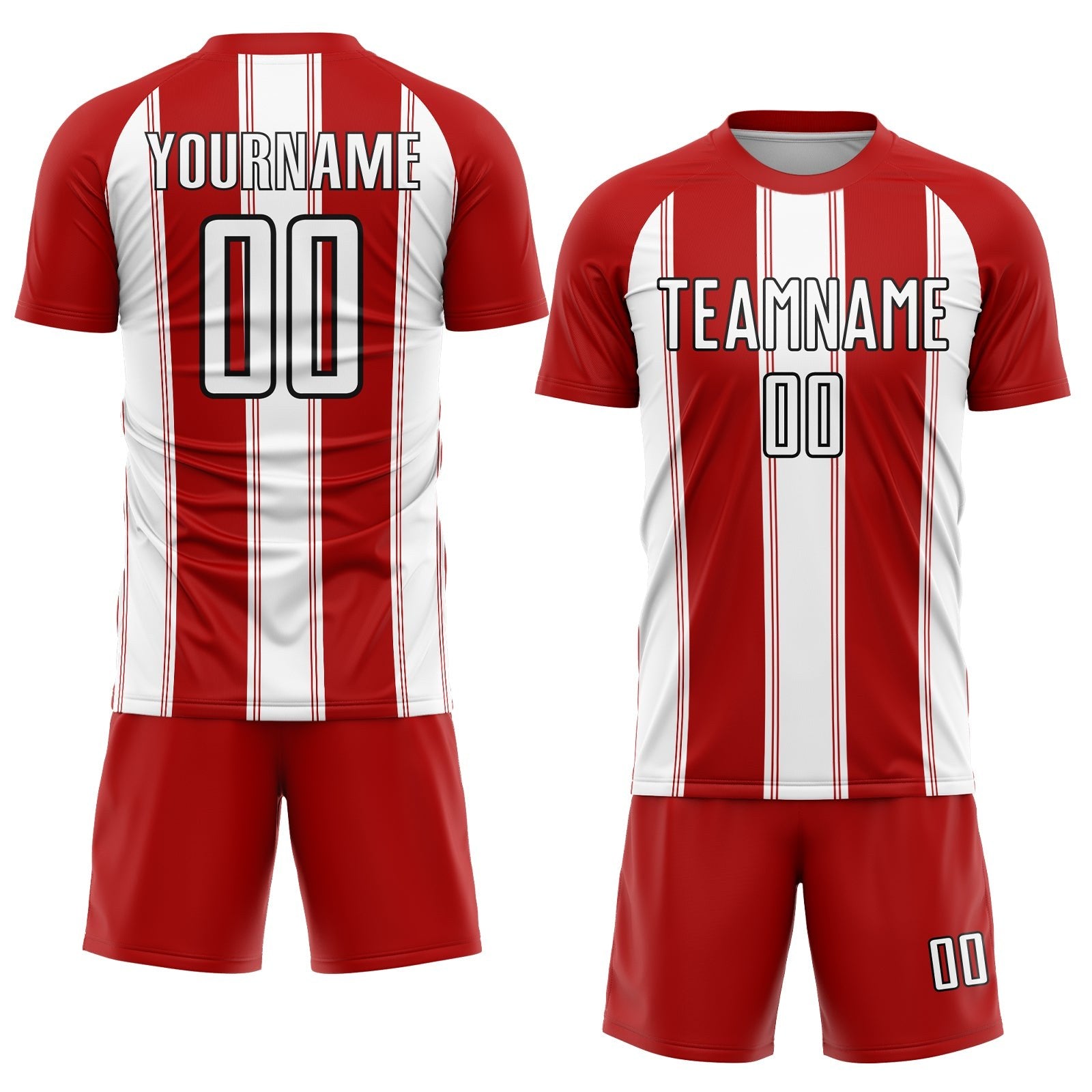 Custom Red White-Black Line Sublimation Soccer Uniform Jersey photo 2