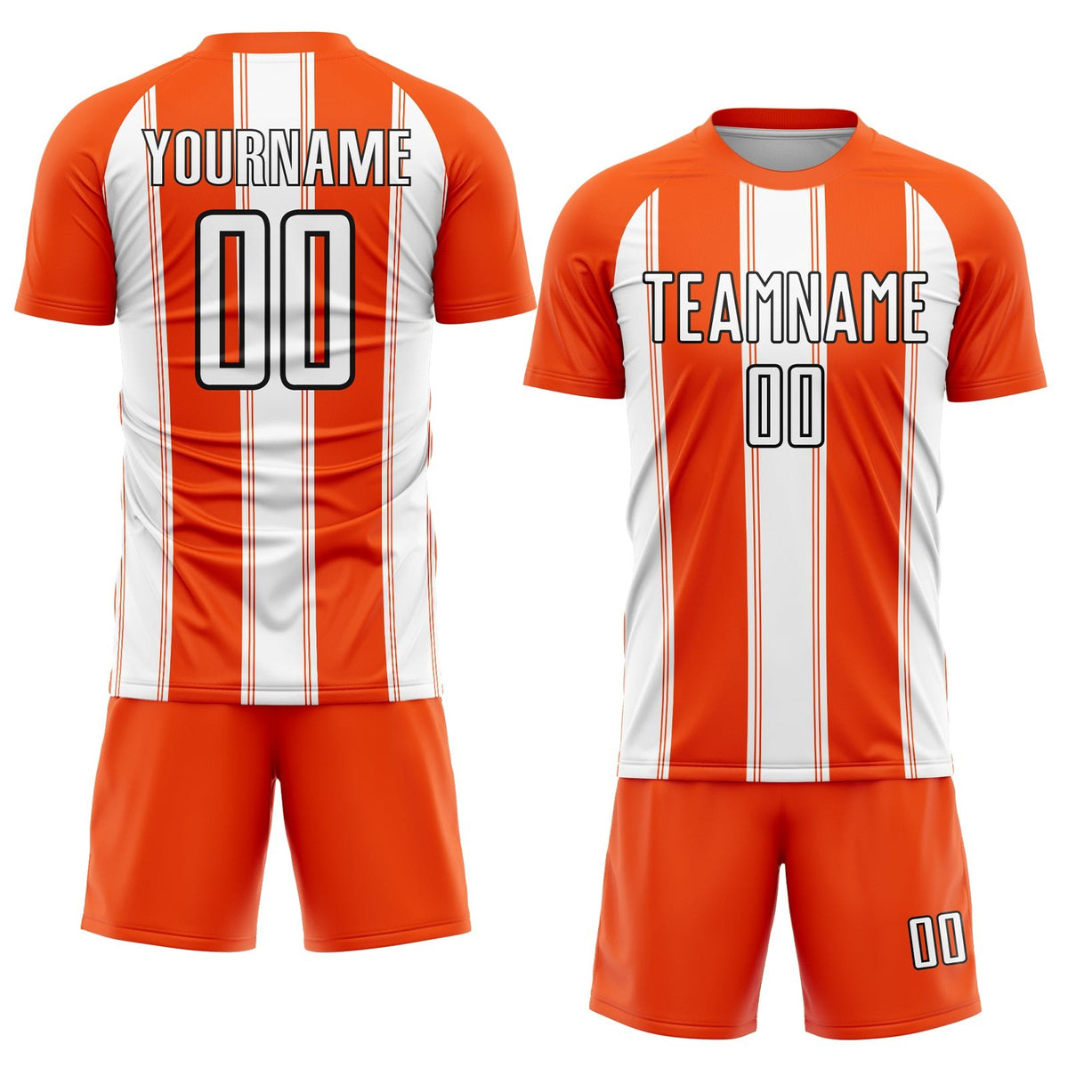 Custom Orange White-Black Line Sublimation Soccer Uniform Jersey photo 2