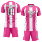 Custom Pink White-Black Line Sublimation Soccer Uniform Jersey photo 2