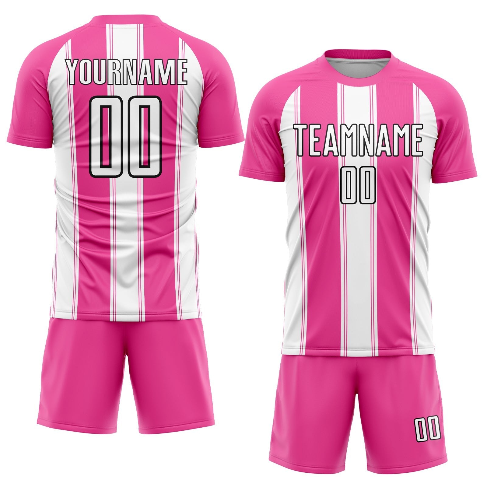 Custom Pink White-Black Line Sublimation Soccer Uniform Jersey photo 2