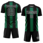 Custom Black Kelly Green-White Line Sublimation Soccer Uniform Jersey photo 2