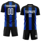 Custom Black White-Thunder Blue Line Sublimation Soccer Uniform Jersey photo 2