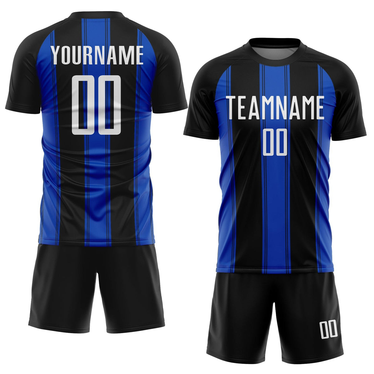 Custom Black White-Thunder Blue Line Sublimation Soccer Uniform Jersey photo 2
