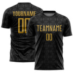 Custom Black Old Gold Geometric Shapes Sublimation Soccer Uniform Jersey photo 1