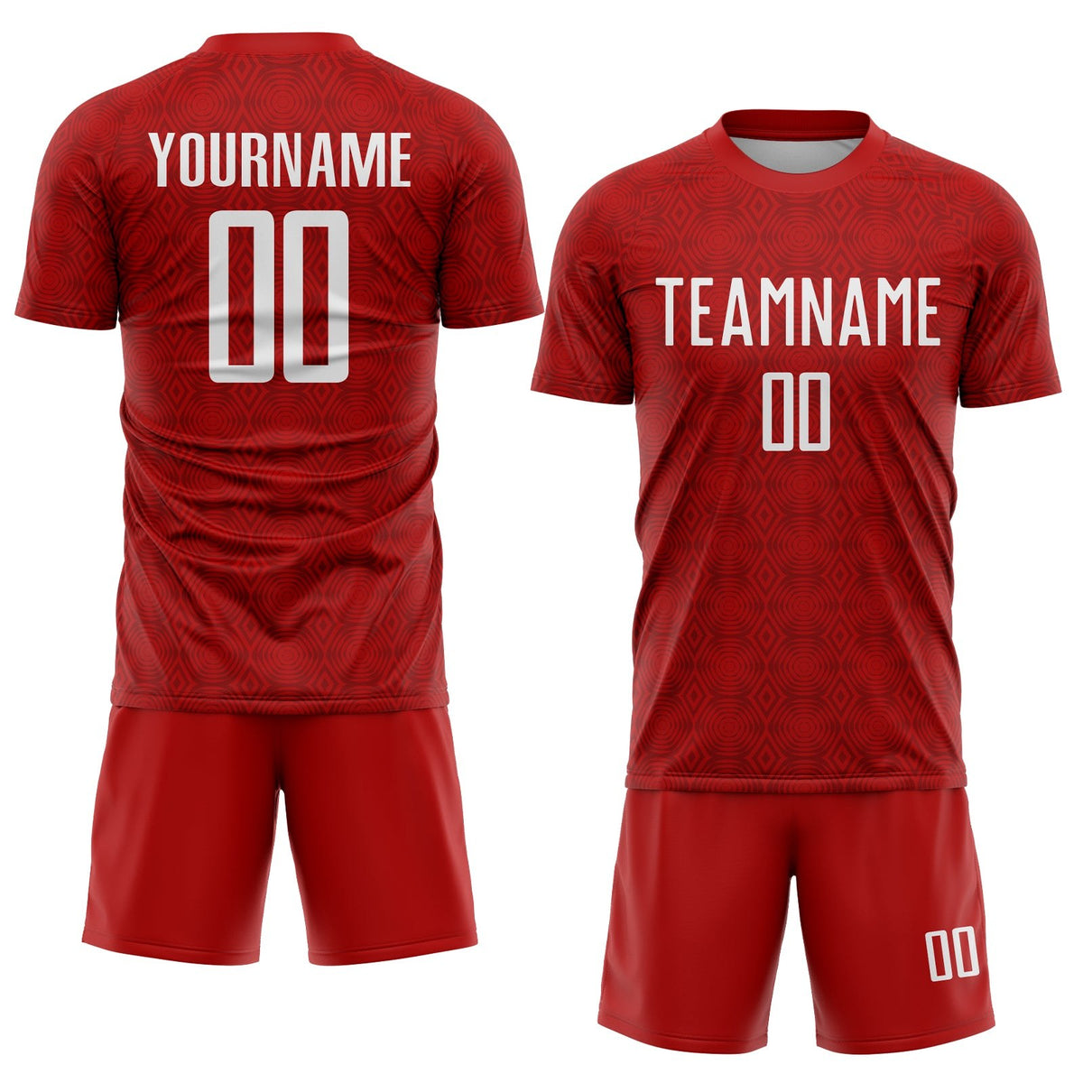 Custom Red White Geometric Shapes Sublimation Soccer Uniform Jersey photo 2