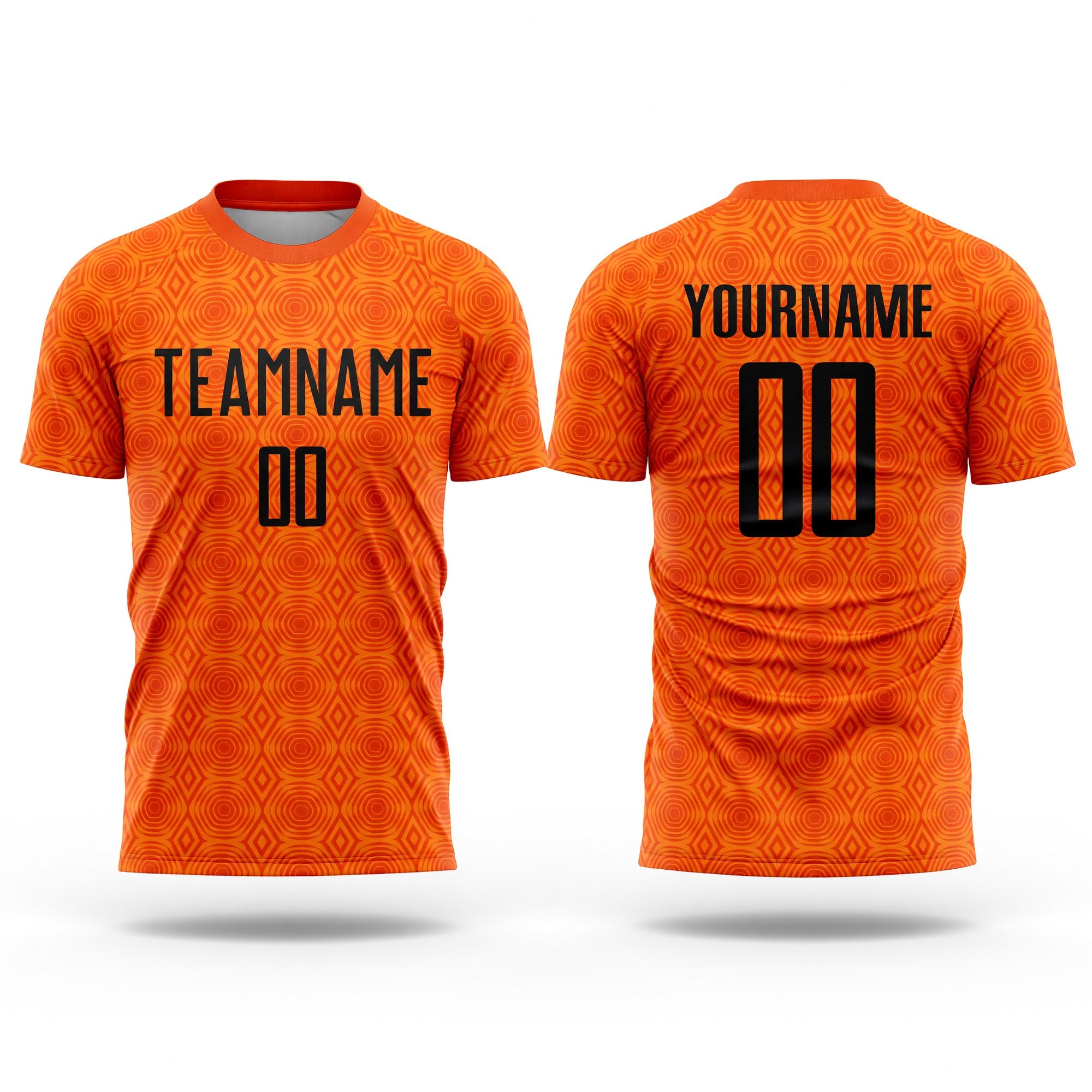 Custom Orange Black-Bay Orange Geometric Shapes Sublimation Soccer Uniform Jersey