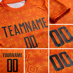 Custom Orange Black-Bay Orange Geometric Shapes Sublimation Soccer Uniform Jersey detail