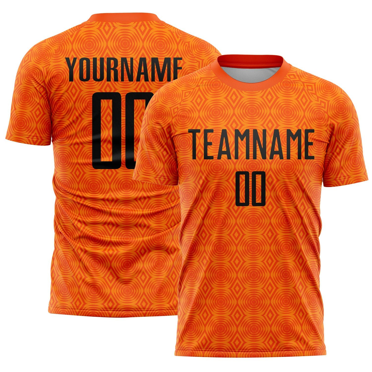 Custom Orange Black-Bay Orange Geometric Shapes Sublimation Soccer Uniform Jersey photo 1