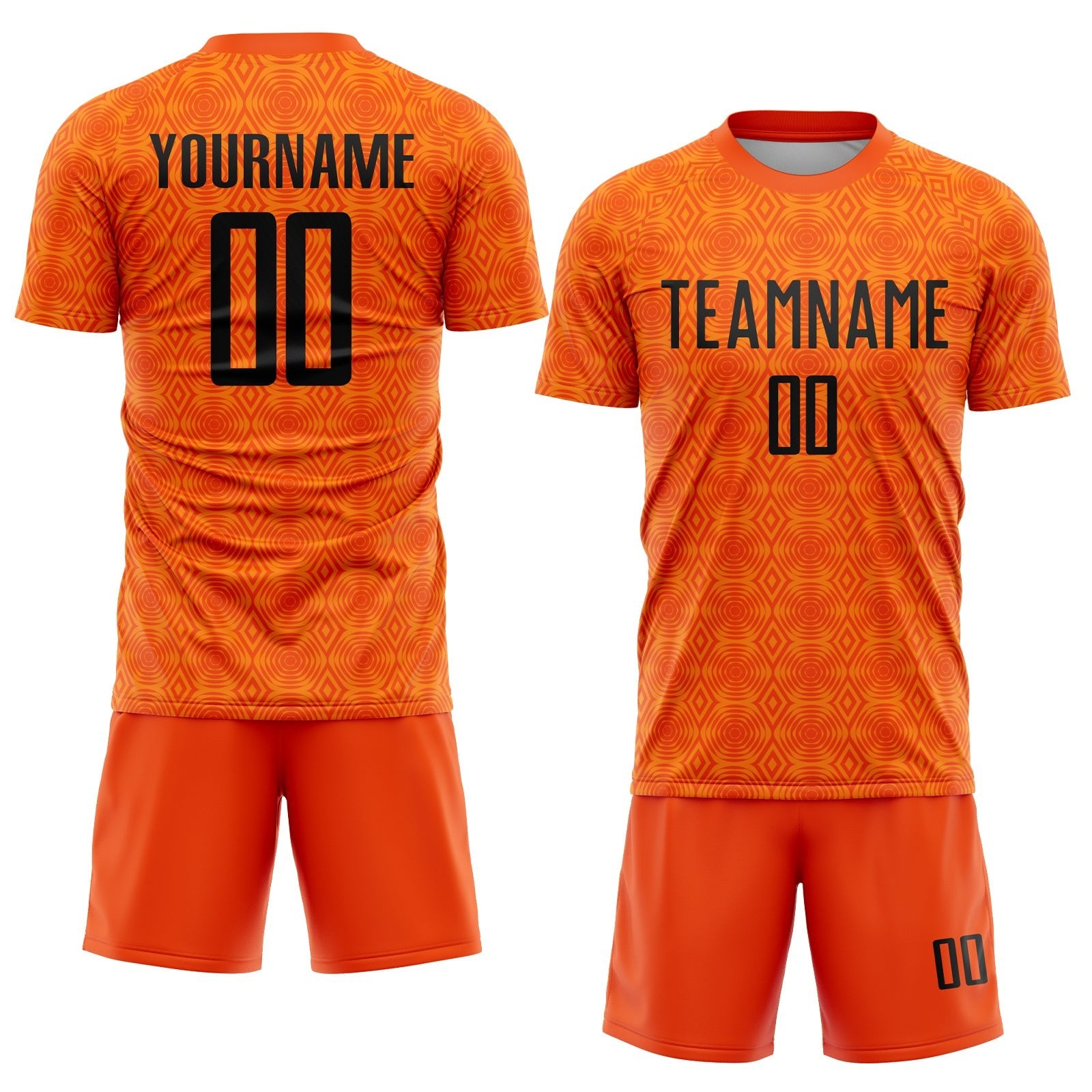 Custom Orange Black-Bay Orange Geometric Shapes Sublimation Soccer Uniform Jersey photo 2