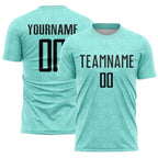 Custom Ice Blue Black Geometric Shapes Sublimation Soccer Uniform Jersey