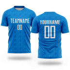 Custom Blue Black Geometric Shapes Sublimation Soccer Uniform Jersey