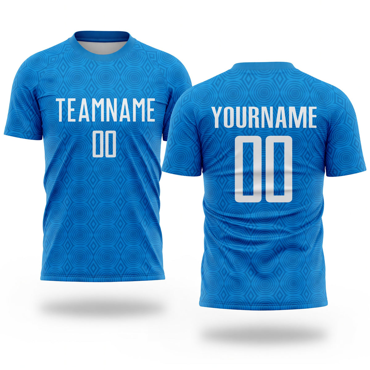 Custom Blue Black Geometric Shapes Sublimation Soccer Uniform Jersey