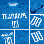 Custom Blue Black Geometric Shapes Sublimation Soccer Uniform Jersey detail